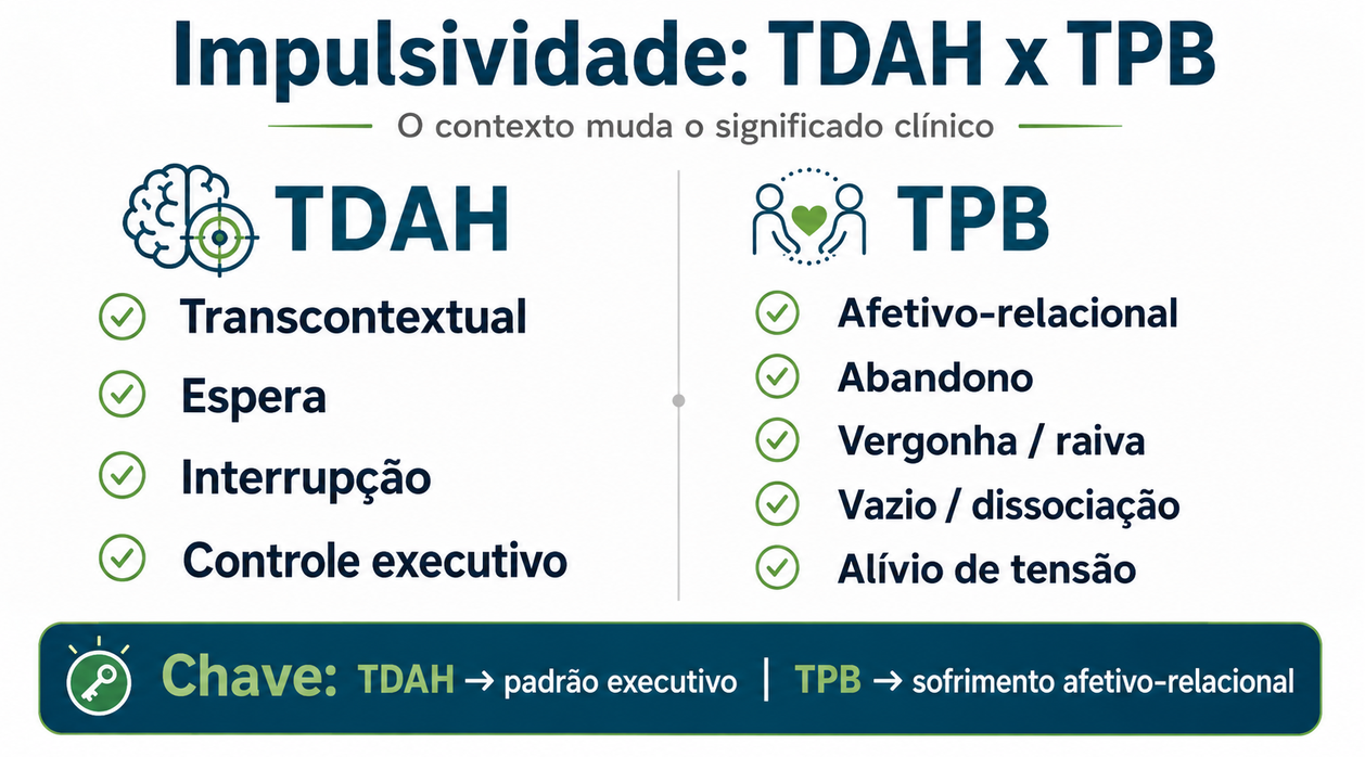 Infográfico comparando impulsividade no TDAH e no transtorno de personalidade borderline