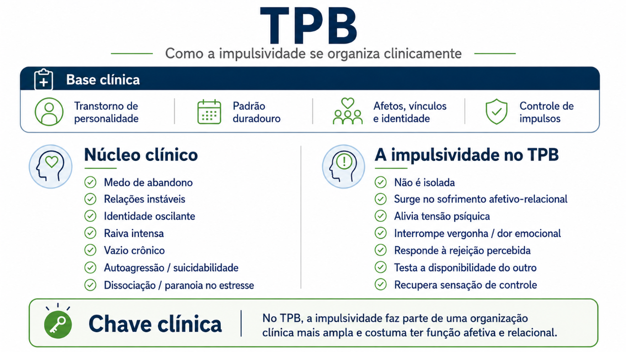 Infográfico sobre impulsividade no transtorno de personalidade borderline